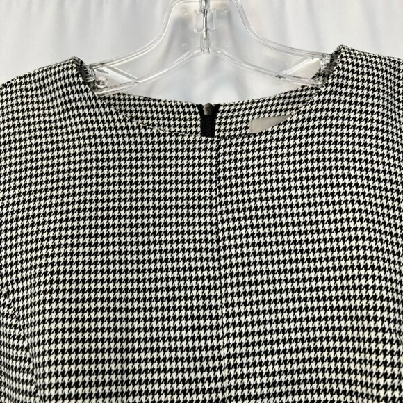 H&m Sheath Dress Women's 8 Black White Houndstooth Stretch Knee Length Zip - Picture 9 of 11